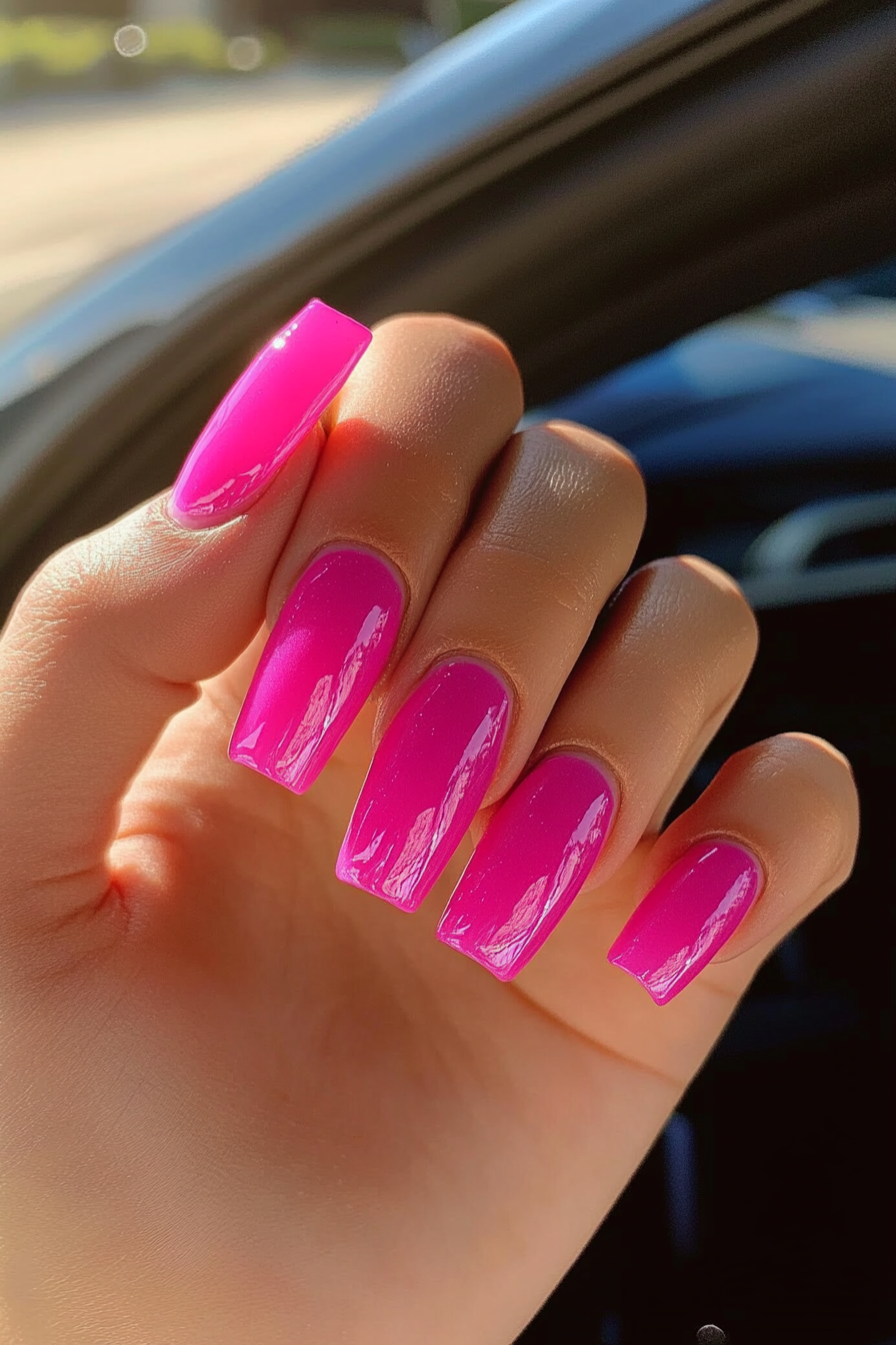 25. Glazed Pink (Hot Pink Nail Design Ideas) - Hot Pink Nail Design Ideas