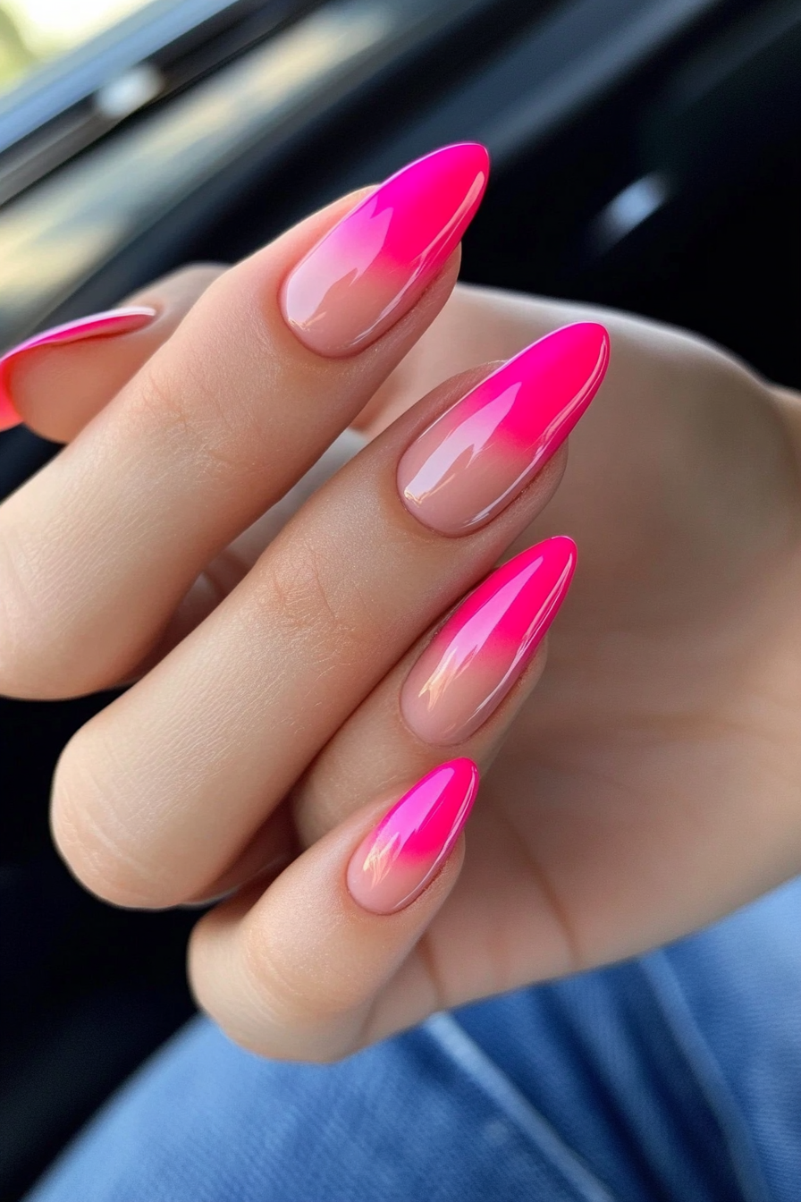 3. Pink French Twist (Hot Pink Nail Design Ideas) - Hot Pink Nail Design Ideas