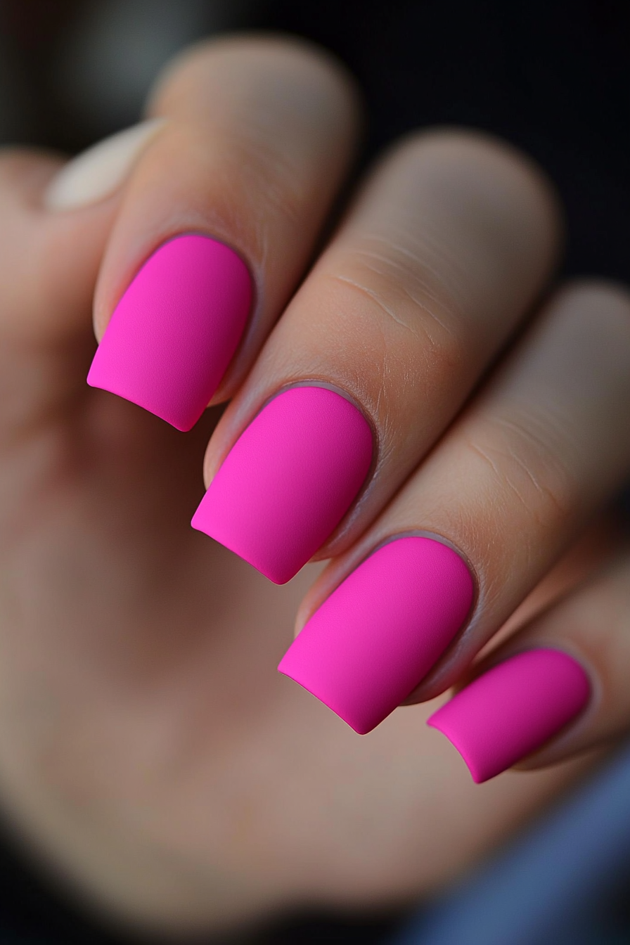 6. Matte Magenta (Hot Pink Nail Design Ideas) - Hot Pink Nail Design Ideas