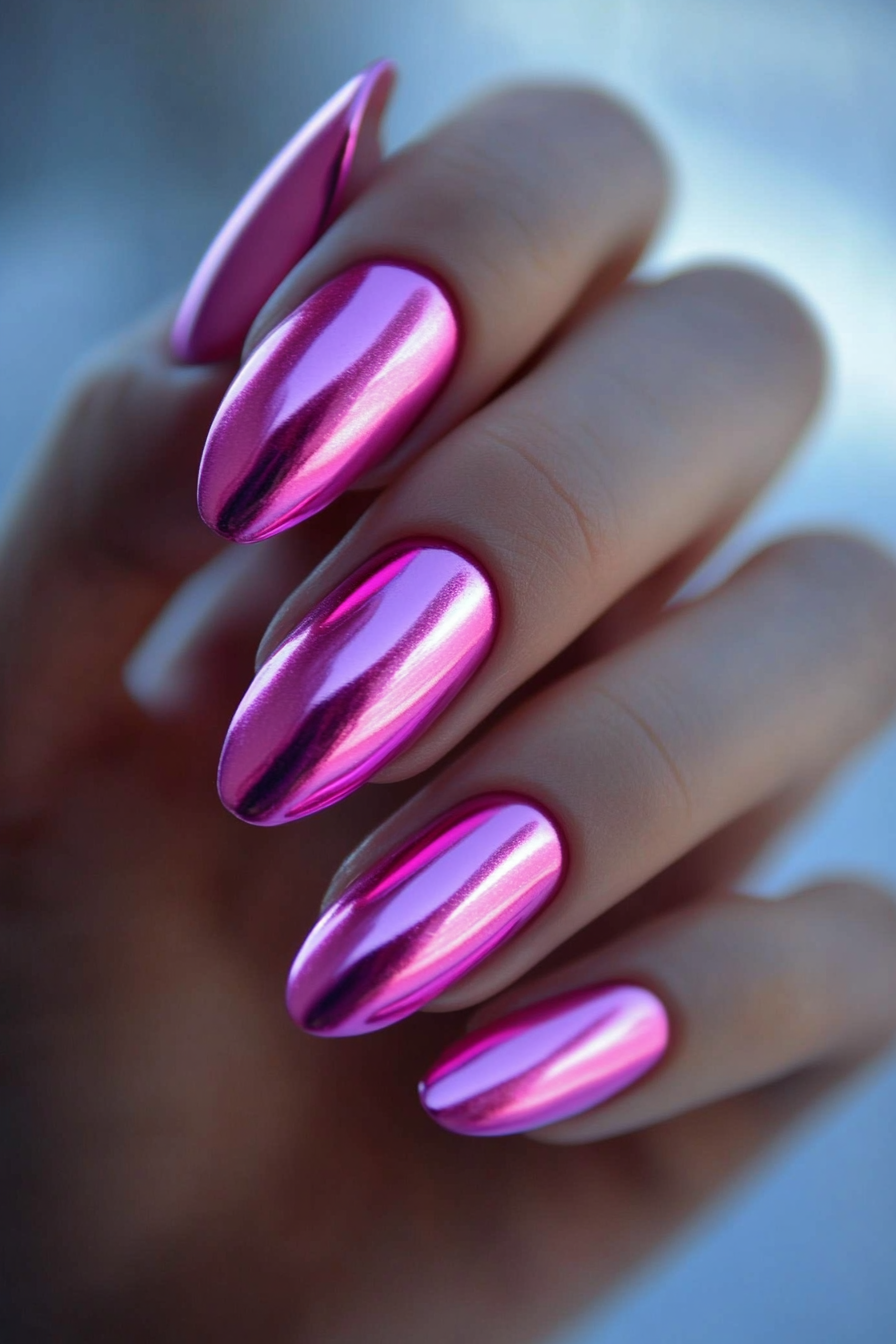 10. Chrome Crush (Hot Pink Nail Design Ideas) - Hot Pink Nail Design Ideas