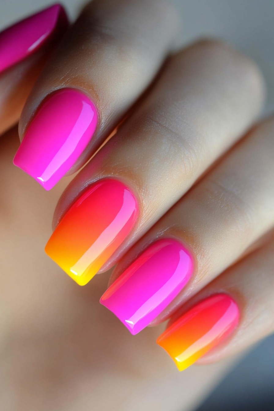 11. Electric Ombre (Hot Pink Nail Design Ideas) - Hot Pink Nail Design Ideas