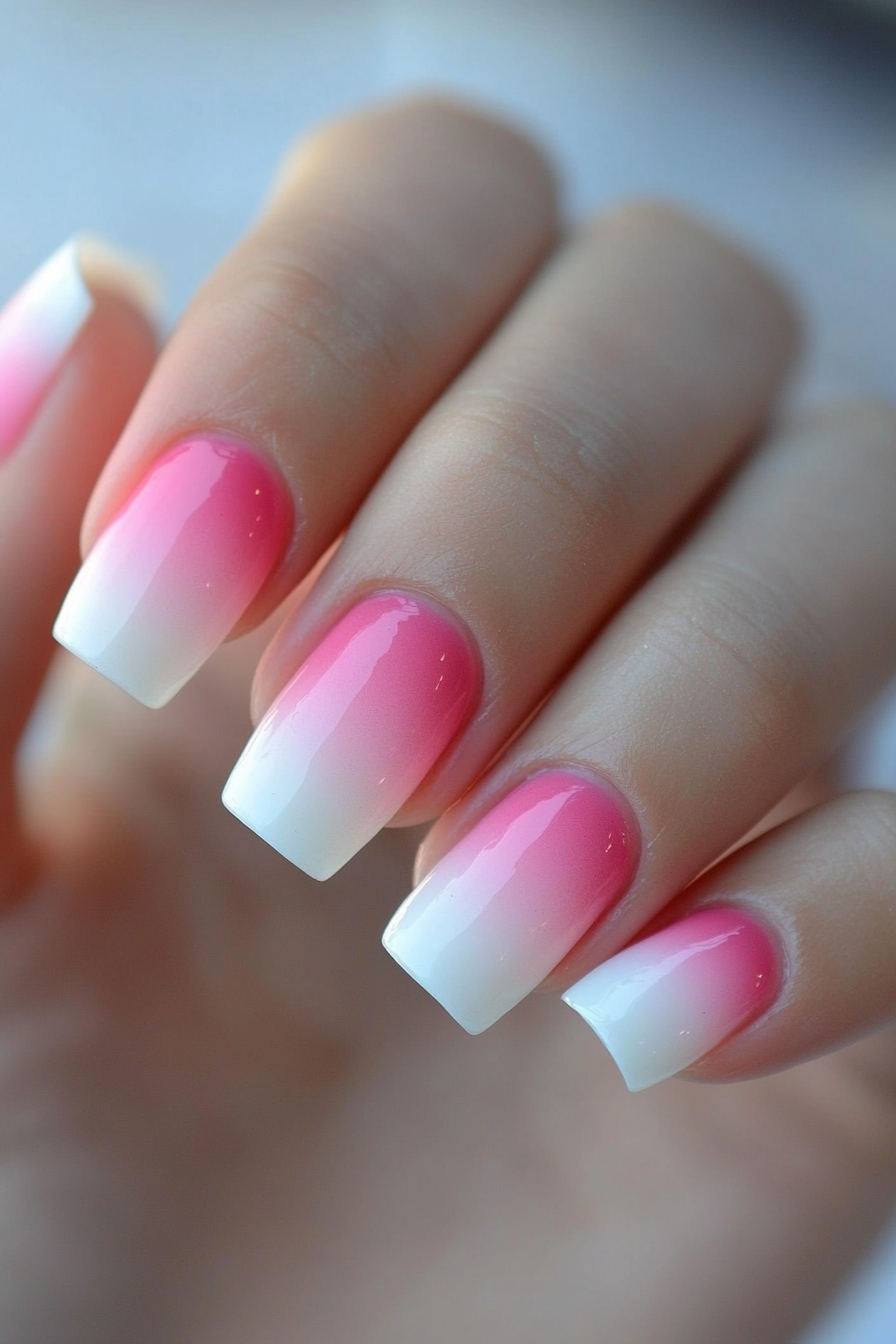 1. Soft Pink Ombre with White Tips (Pink And White Nail Design Ideas) - Pink And White Nail Design Ideas