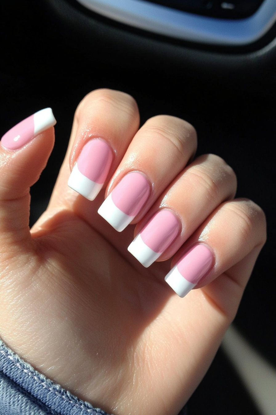 2. Pink French Tips (Pink And White Nail Design Ideas) - Pink And White Nail Design Ideas