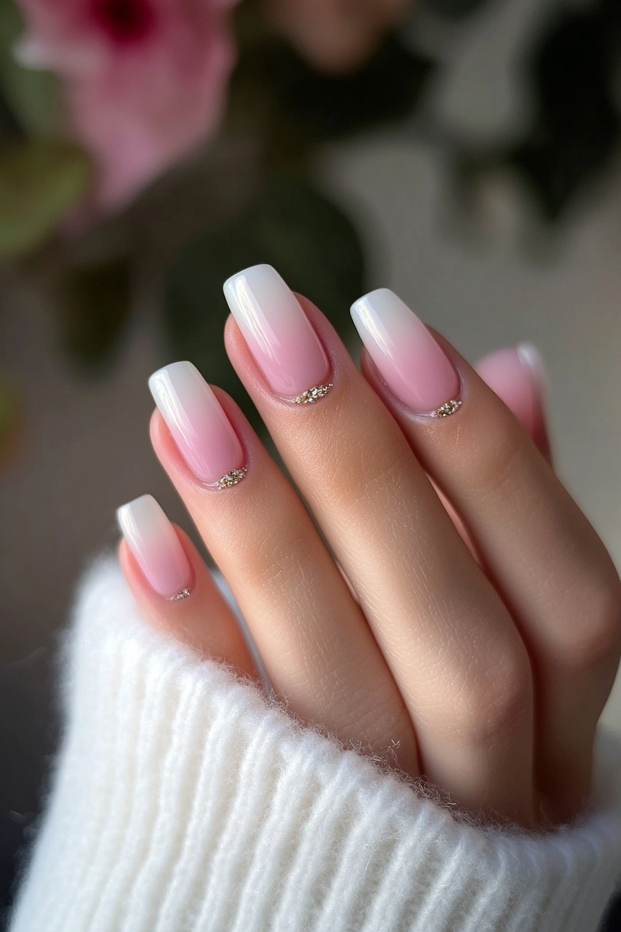 8. Pink French Gradient (Pink And White Nail Design Ideas) - Pink And White Nail Design Ideas