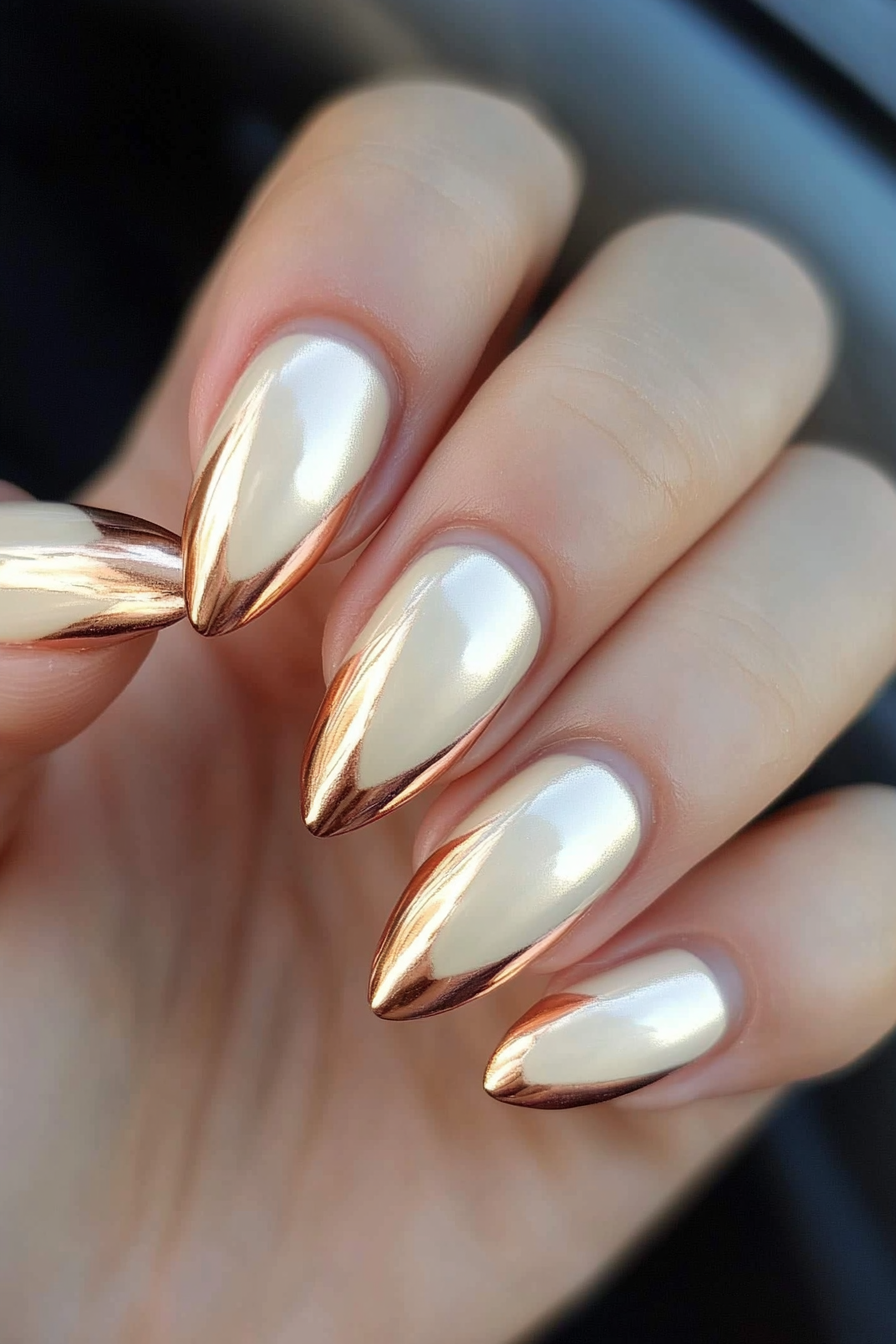 7. Rose Gold Accent Tips (Pretty Nail Design Ideas) - Pretty Nail Design Ideas