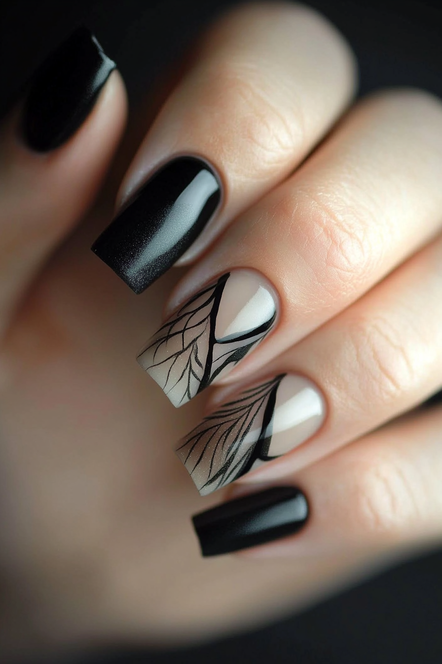 11. Matte Black Accents (Pretty Nail Design Ideas) - Pretty Nail Design Ideas