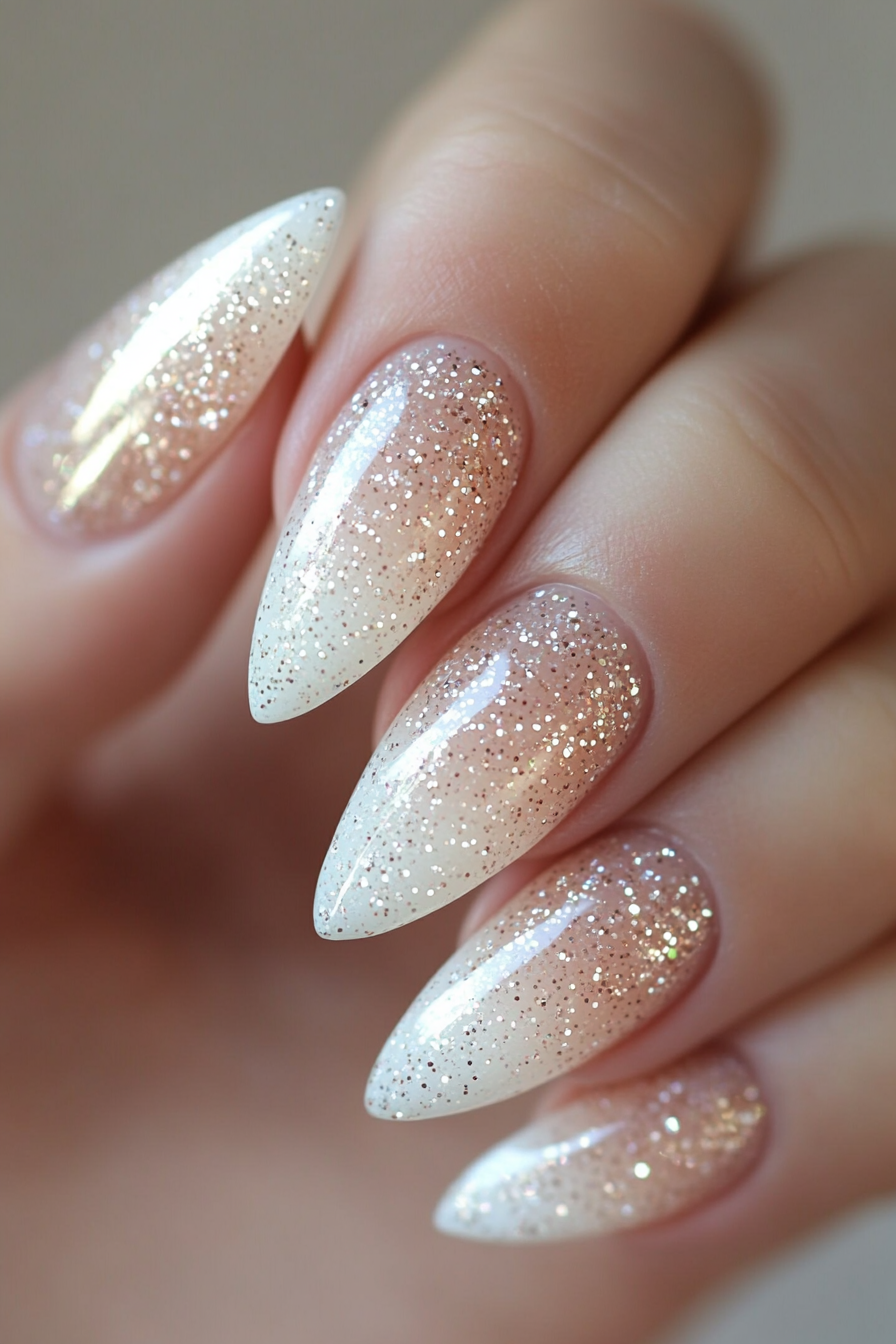 14. Gradient Glitter Tips (Pretty Nail Design Ideas) - Pretty Nail Design Ideas