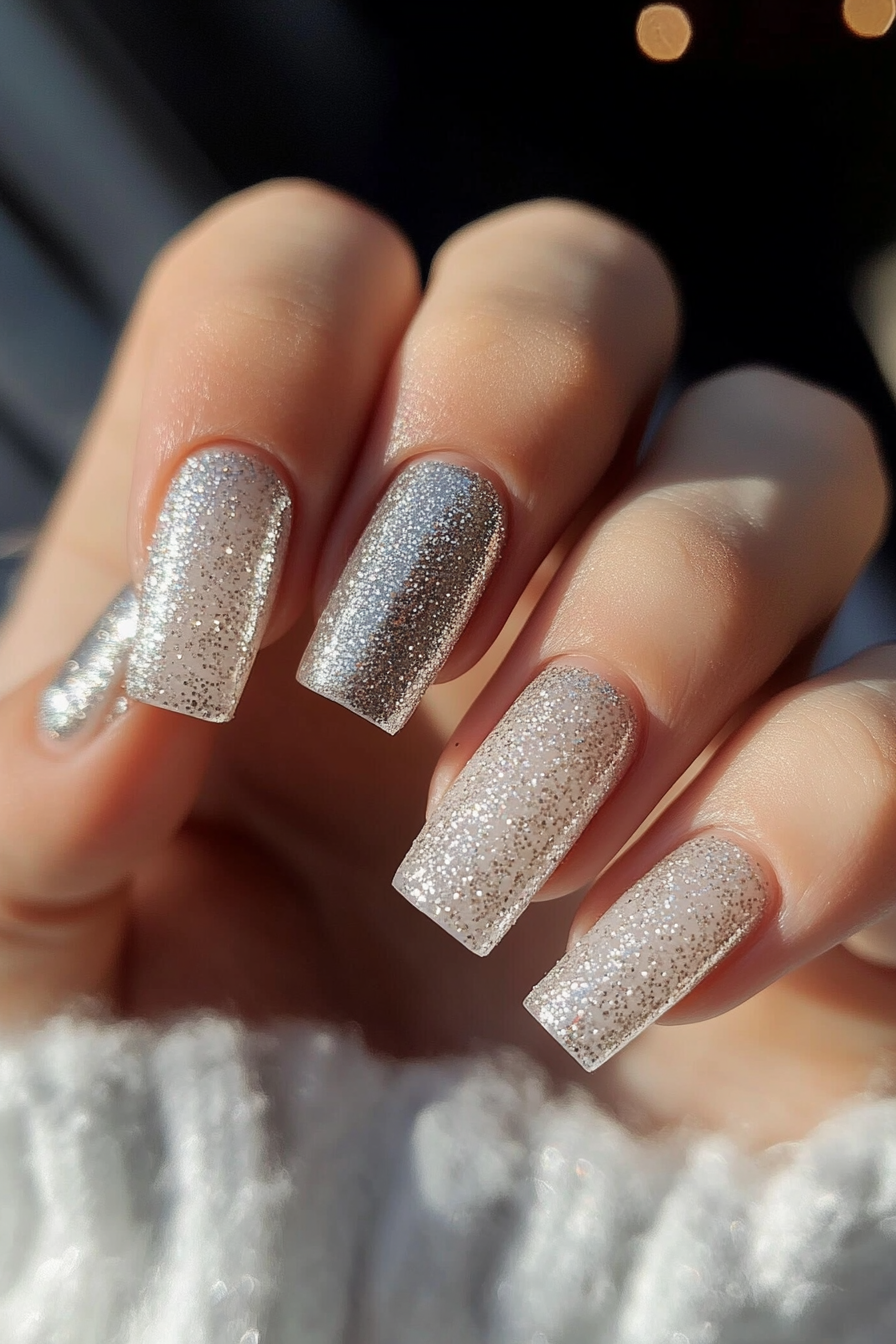 10. Silver Stardust (Square Nail Design Ideas) - Square Nail Design Ideas