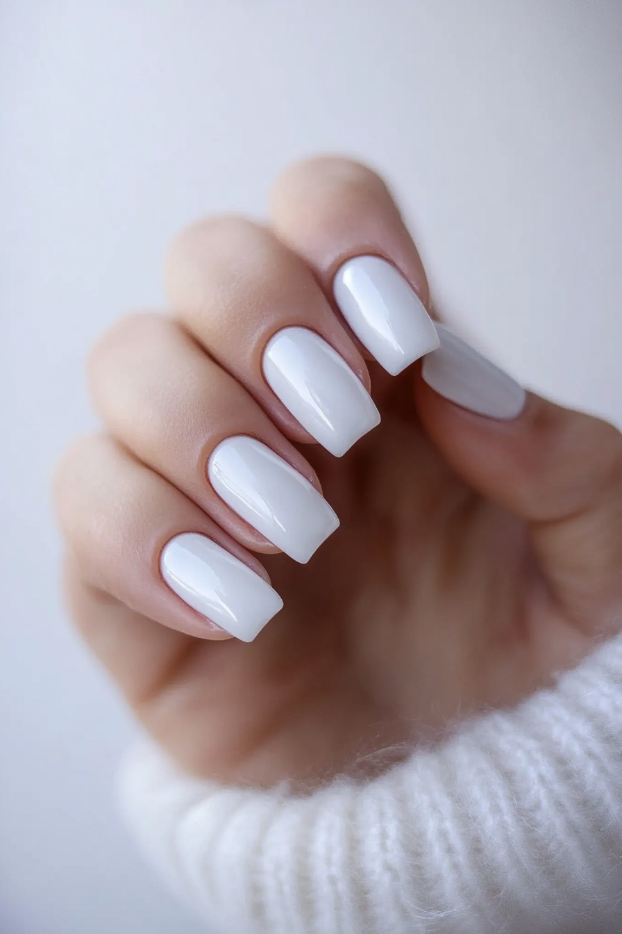 20. All-White Simplicity (Square Nail Design Ideas) - Square Nail Design Ideas