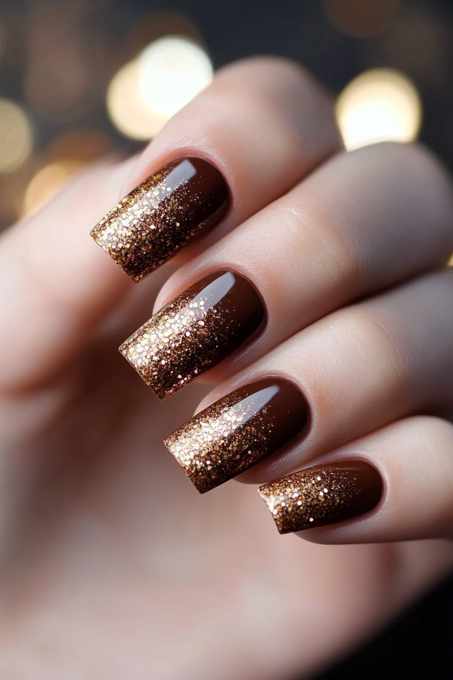 25. Warm Tawny Tones (Square Nail Design Ideas) - Square Nail Design Ideas
