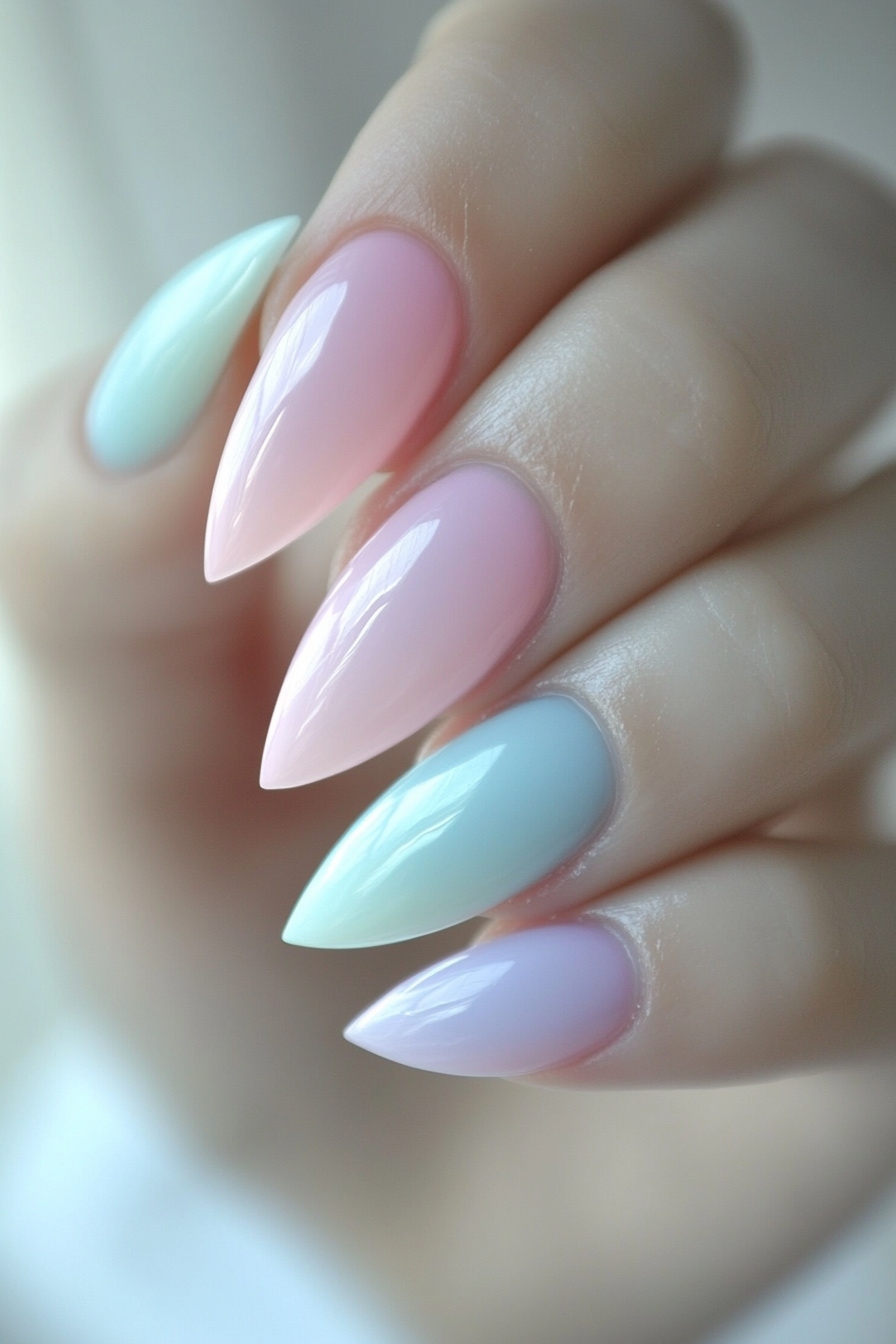 5. Pastel Gradient (Stiletto Nail Design Ideas) - Stiletto Nail Design Ideas