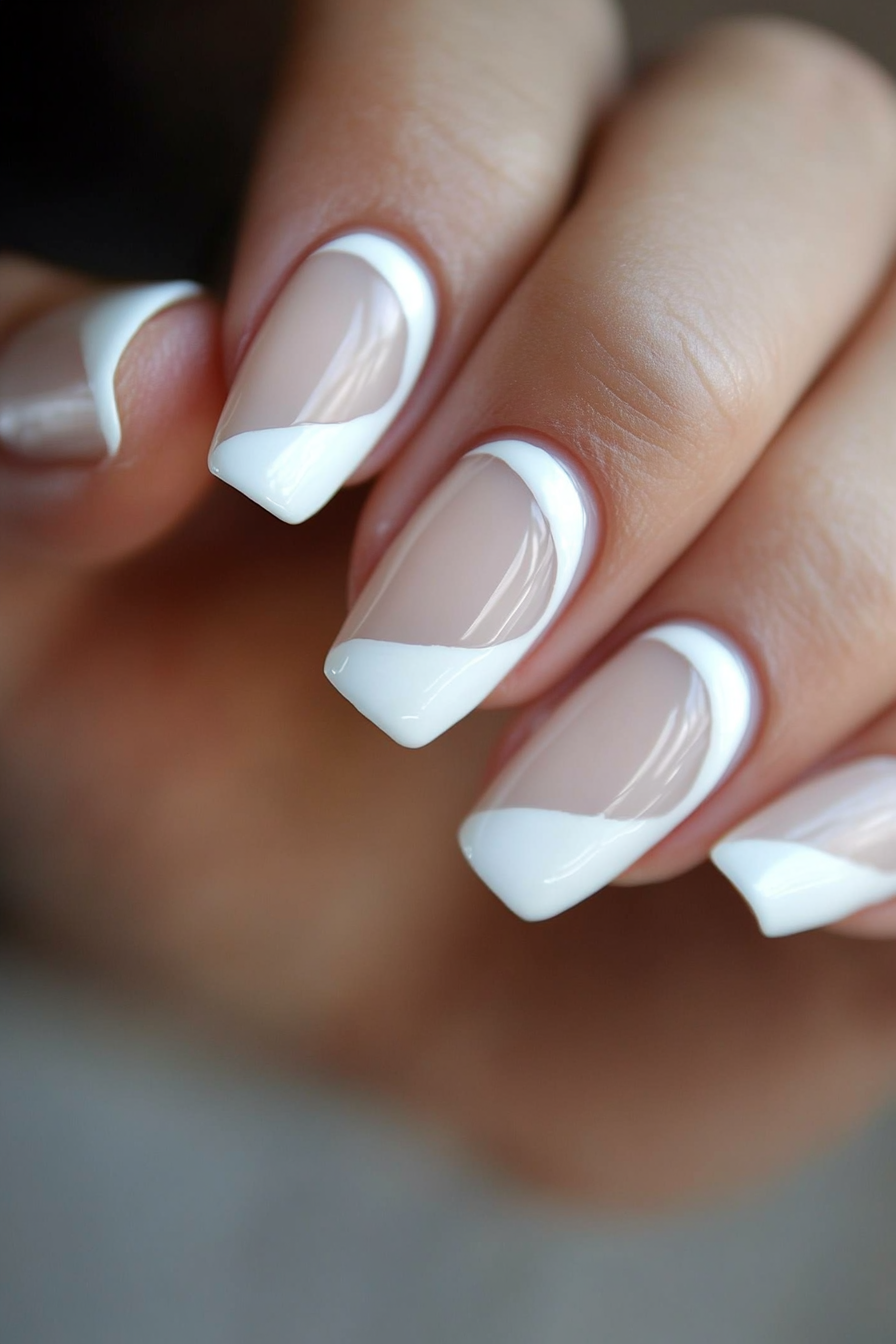 1. Classic French with a Twist (White Tip Nail Design Ideas) - White Tip Nail Design Ideas
