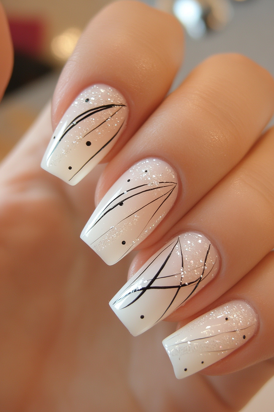 9. Abstract White Tips (White Tip Nail Design Ideas) - White Tip Nail Design Ideas
