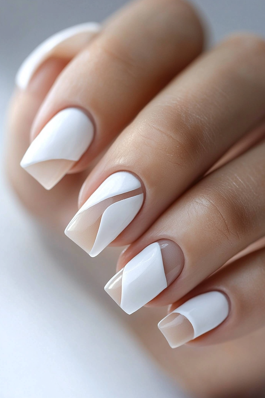 10. White Tips with Negative Space (White Tip Nail Design Ideas) - White Tip Nail Design Ideas