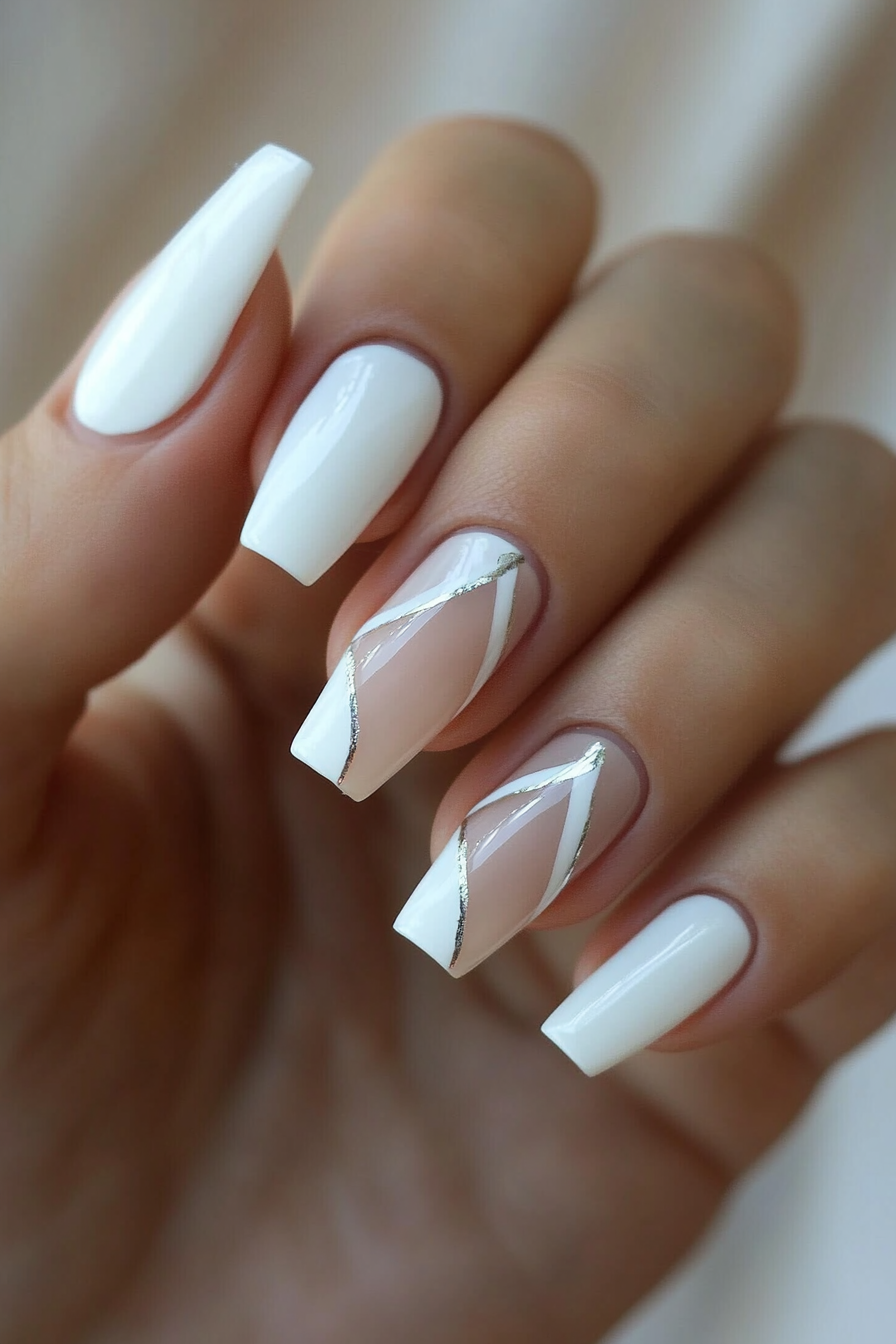 20. Angled White Tips (White Tip Nail Design Ideas) - White Tip Nail Design Ideas