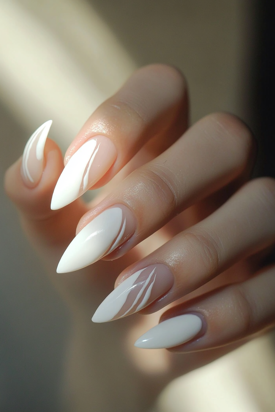 25. Cloud-Inspired White Tips (White Tip Nail Design Ideas) - White Tip Nail Design Ideas