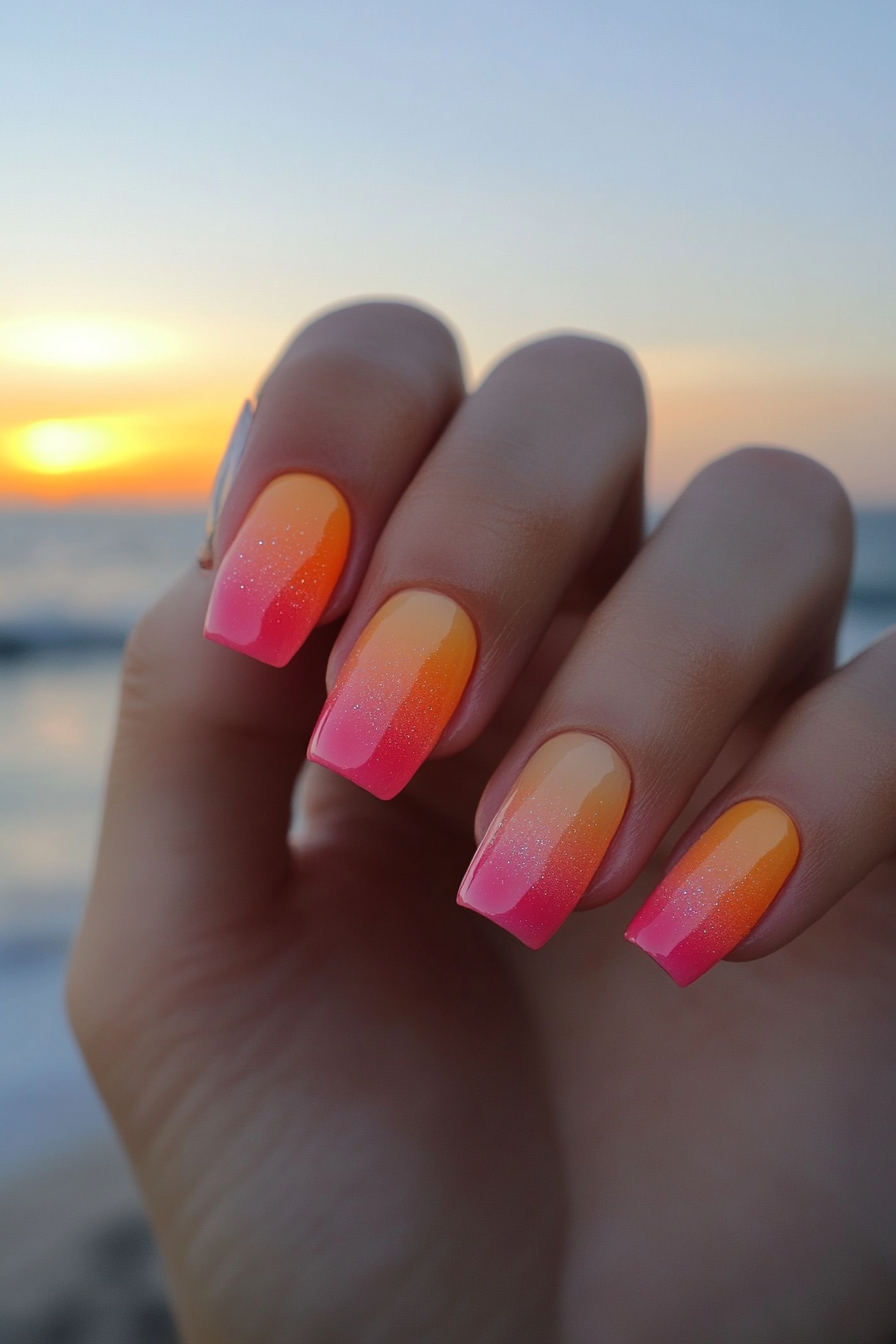 5. Sunset Horizon (Beach Nail Design Ideas) - Beach Nail Design Ideas