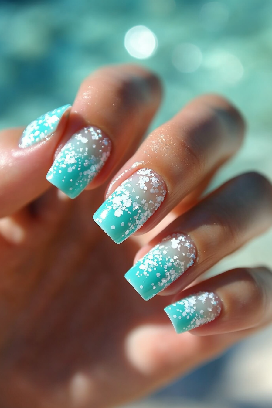 7. Clear Waters (Beach Nail Design Ideas) - Beach Nail Design Ideas