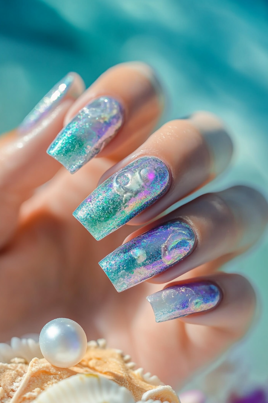 15. Mermaid Dreams (Beach Nail Design Ideas) - Beach Nail Design Ideas