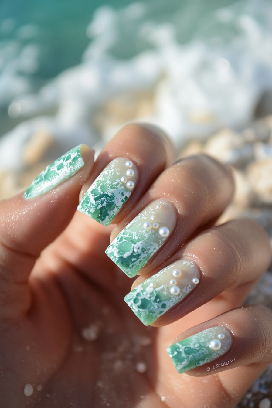 16. Tidal Pool (Beach Nail Design Ideas) - Beach Nail Design Ideas