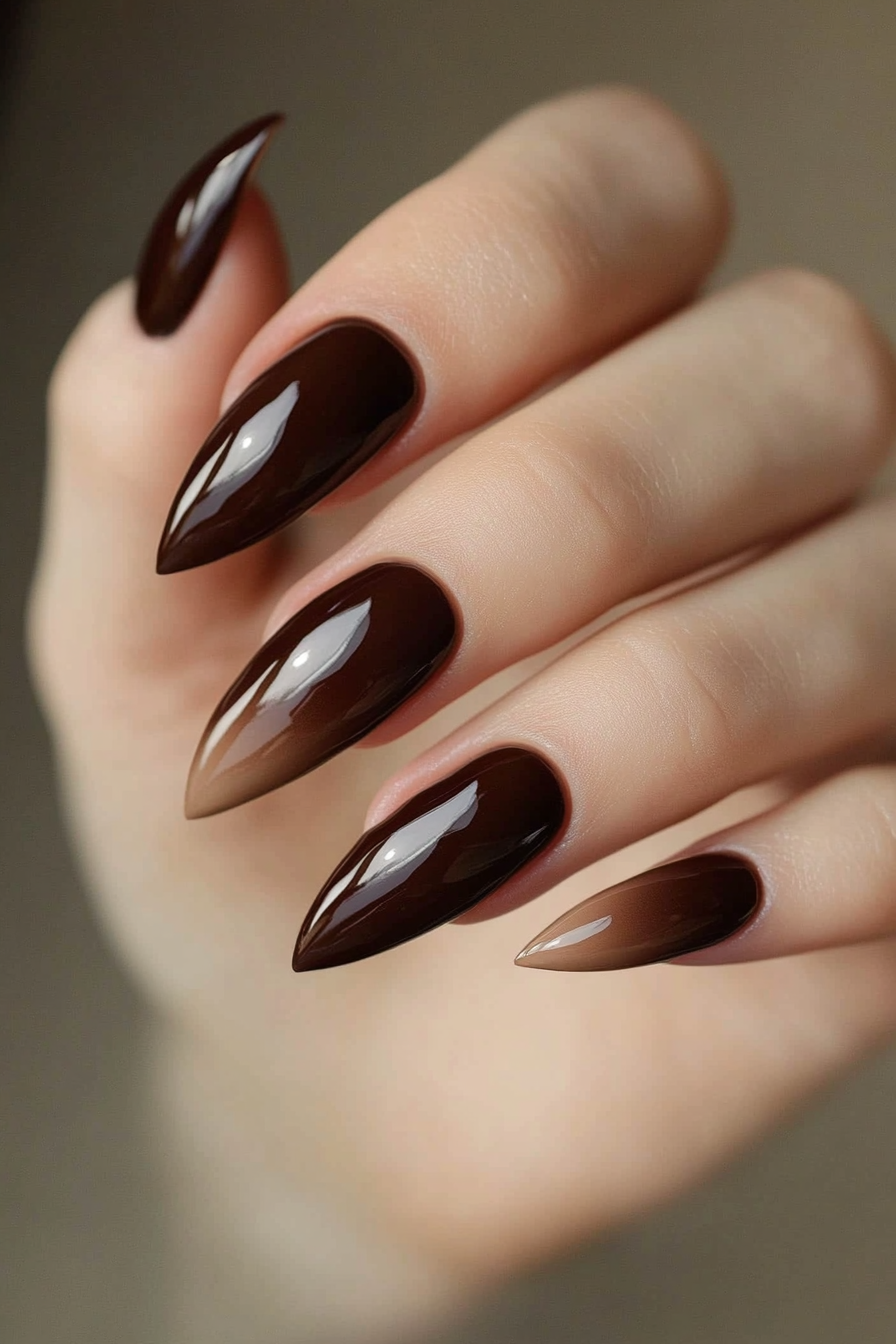 2. Espresso French Tips (Brown Nail Design Ideas) - Brown Nail Design Ideas