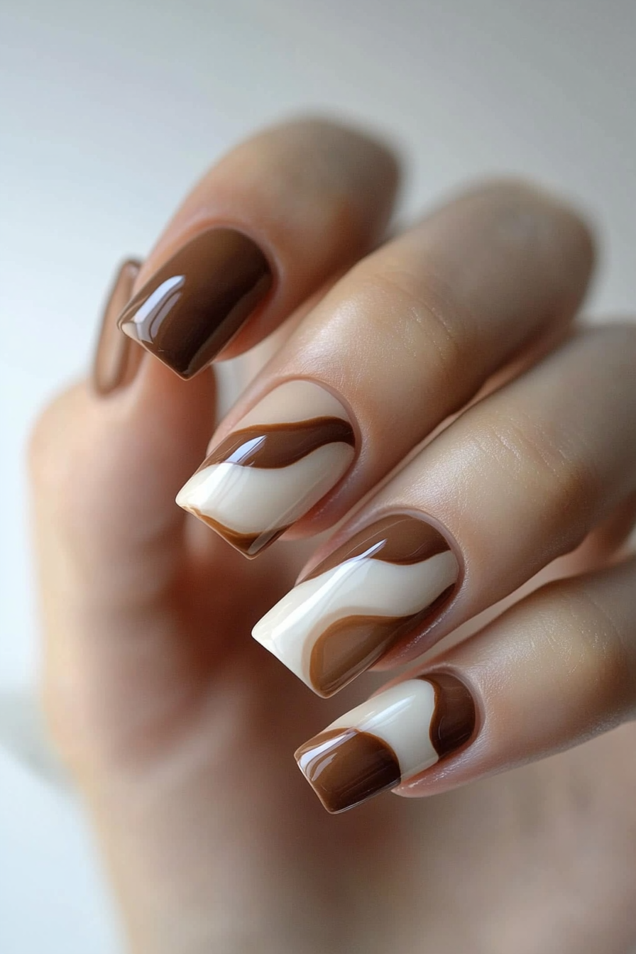 6. Walnut Waves (Brown Nail Design Ideas) - Brown Nail Design Ideas