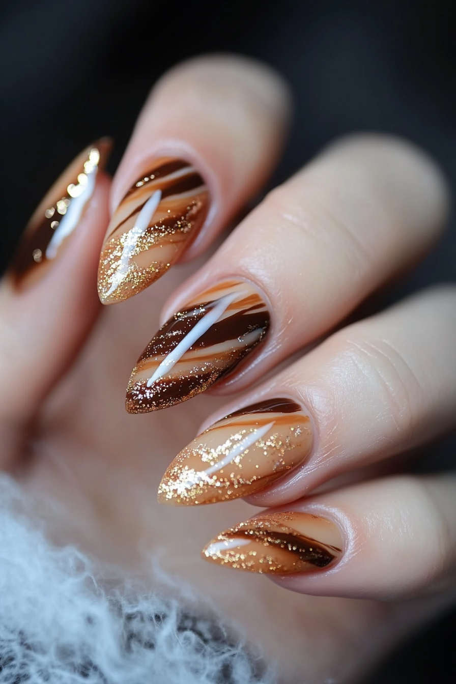 8. Caramel Drip (Brown Nail Design Ideas) - Brown Nail Design Ideas