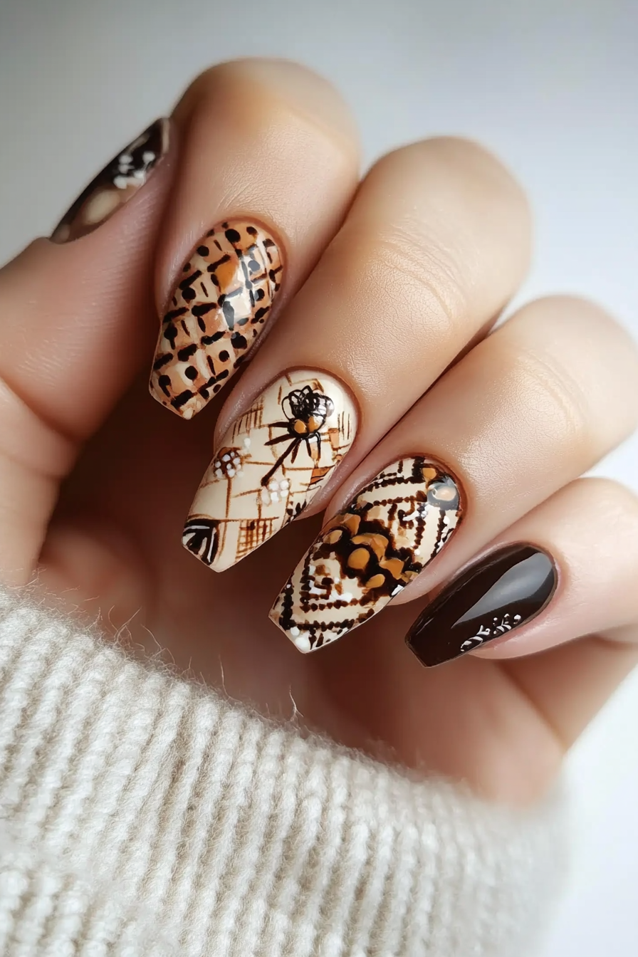 11. Terracotta Tiles (Brown Nail Design Ideas) - Brown Nail Design Ideas
