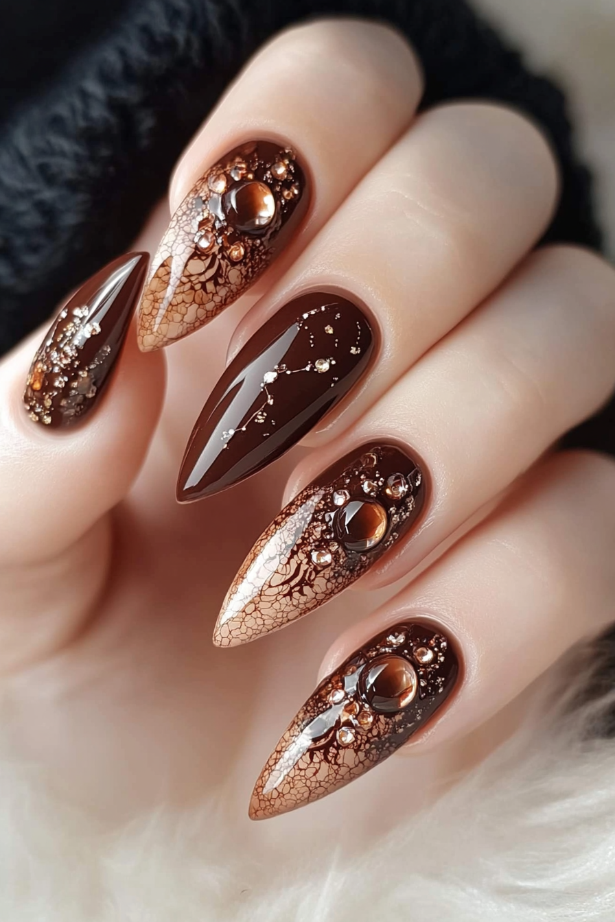 12. Tortoise Shell Twist (Brown Nail Design Ideas) - Brown Nail Design Ideas
