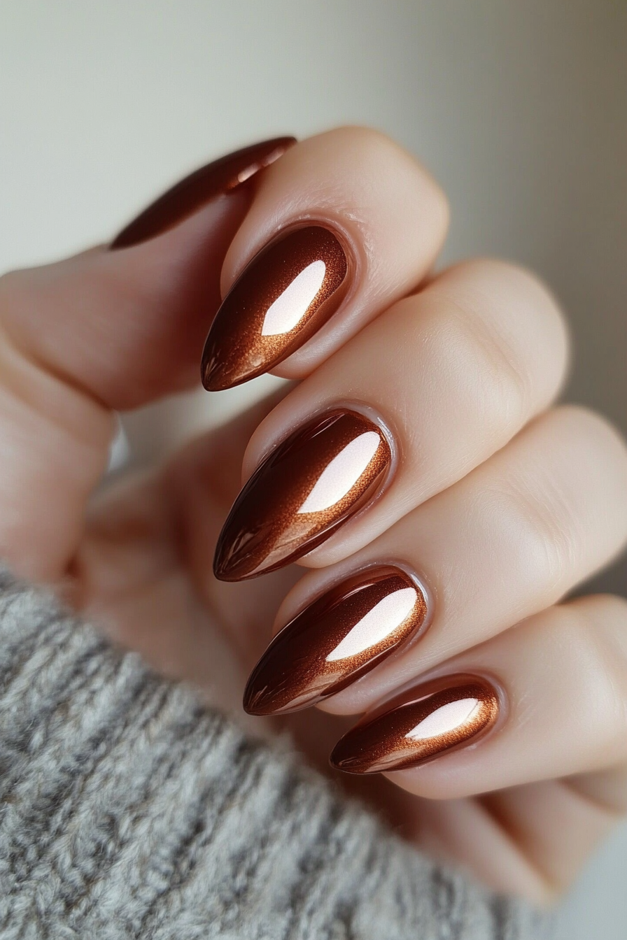 14. Copper French Fade (Brown Nail Design Ideas) - Brown Nail Design Ideas