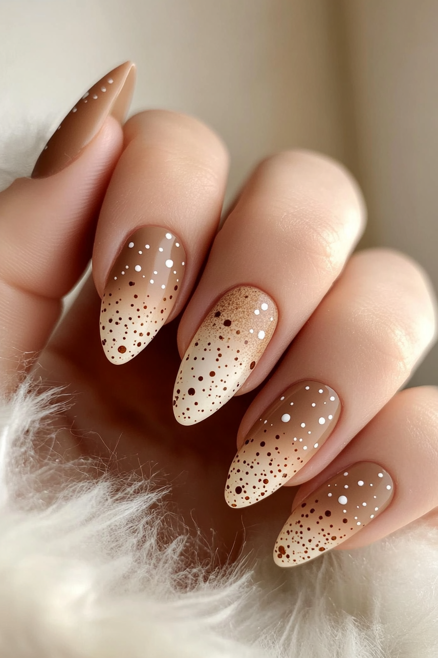 24. Café au Lait Dots (Brown Nail Design Ideas) - Brown Nail Design Ideas