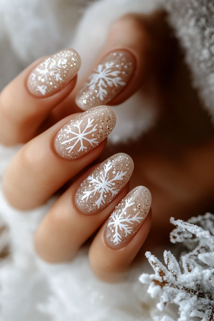 1. Glittering Snowfall (Holiday Nail Design Ideas) - Holiday Nail Design Ideas