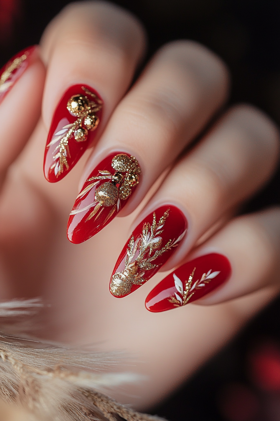 17. Joyful Jingle Bells (Holiday Nail Design Ideas) - Holiday Nail Design Ideas