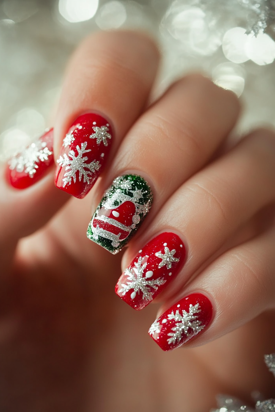 21. Santa’s Sleigh Ride (Holiday Nail Design Ideas) - Holiday Nail Design Ideas