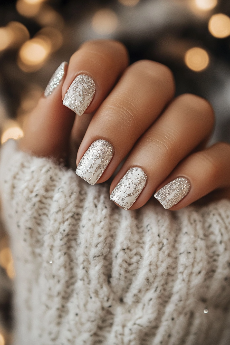 23. Crisp Snowfall (Holiday Nail Design Ideas) - Holiday Nail Design Ideas