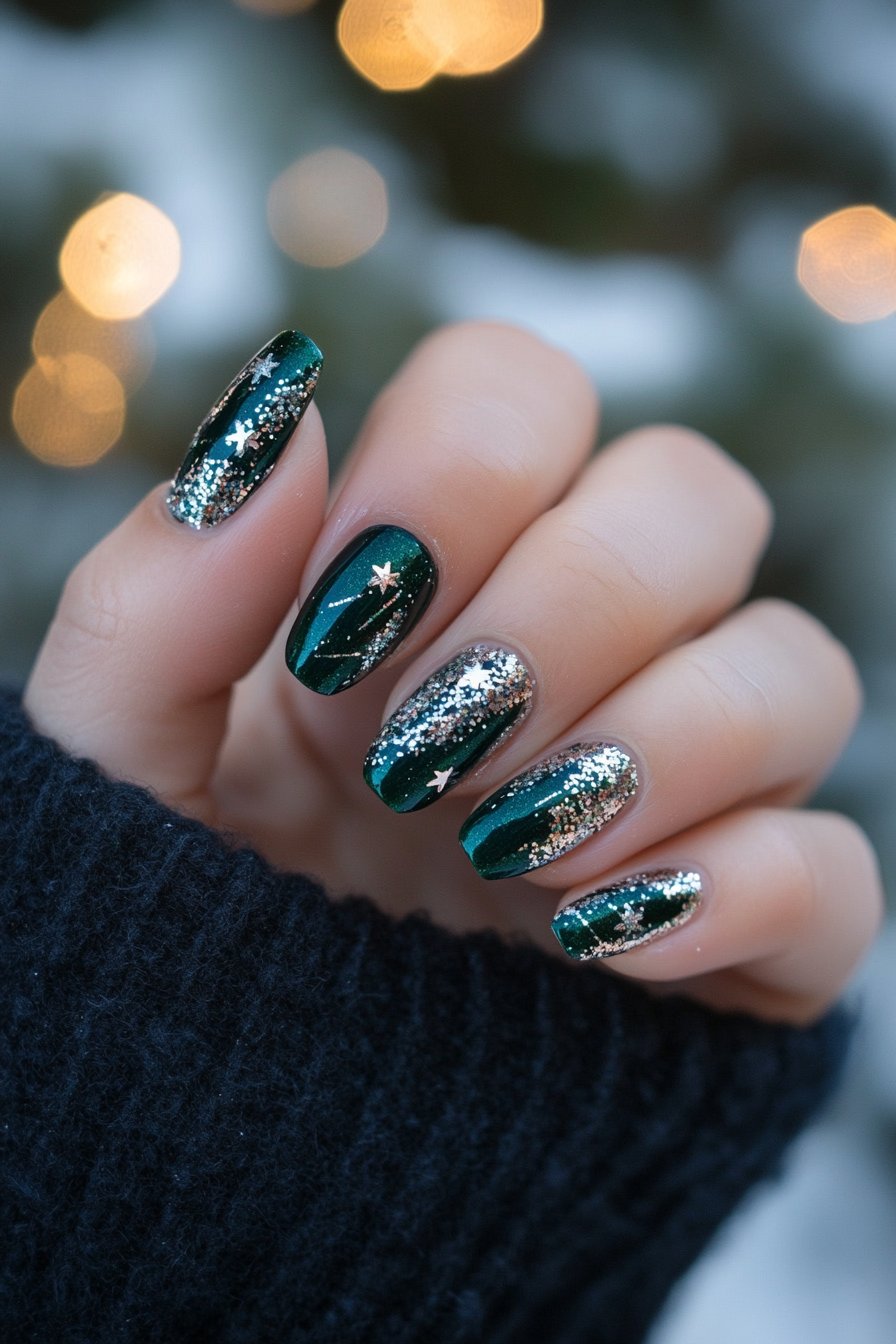 27. Tinsel Time (Holiday Nail Design Ideas) - Holiday Nail Design Ideas