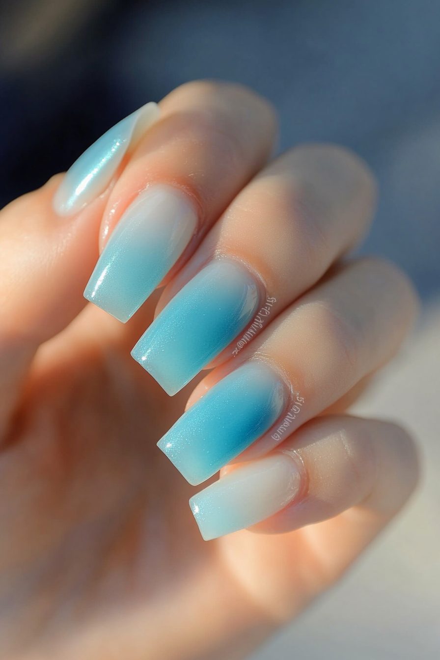 2. Blue Ombre Fade (Light Blue Nail Design Ideas) - Light Blue Nail Design Ideas