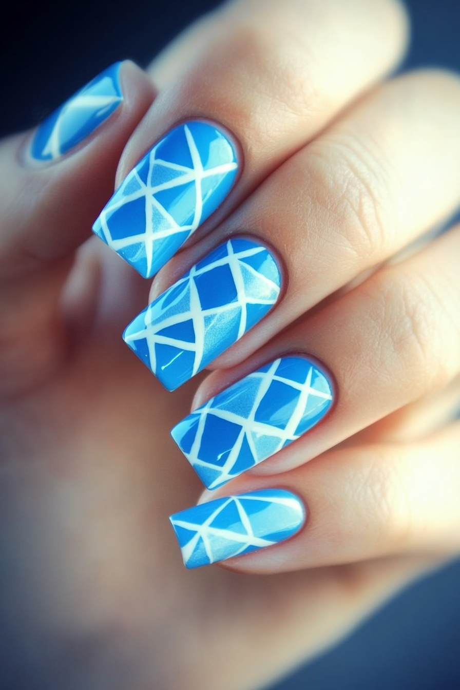 4. Light Blue with Geometric Shapes (Light Blue Nail Design Ideas) - Light Blue Nail Design Ideas