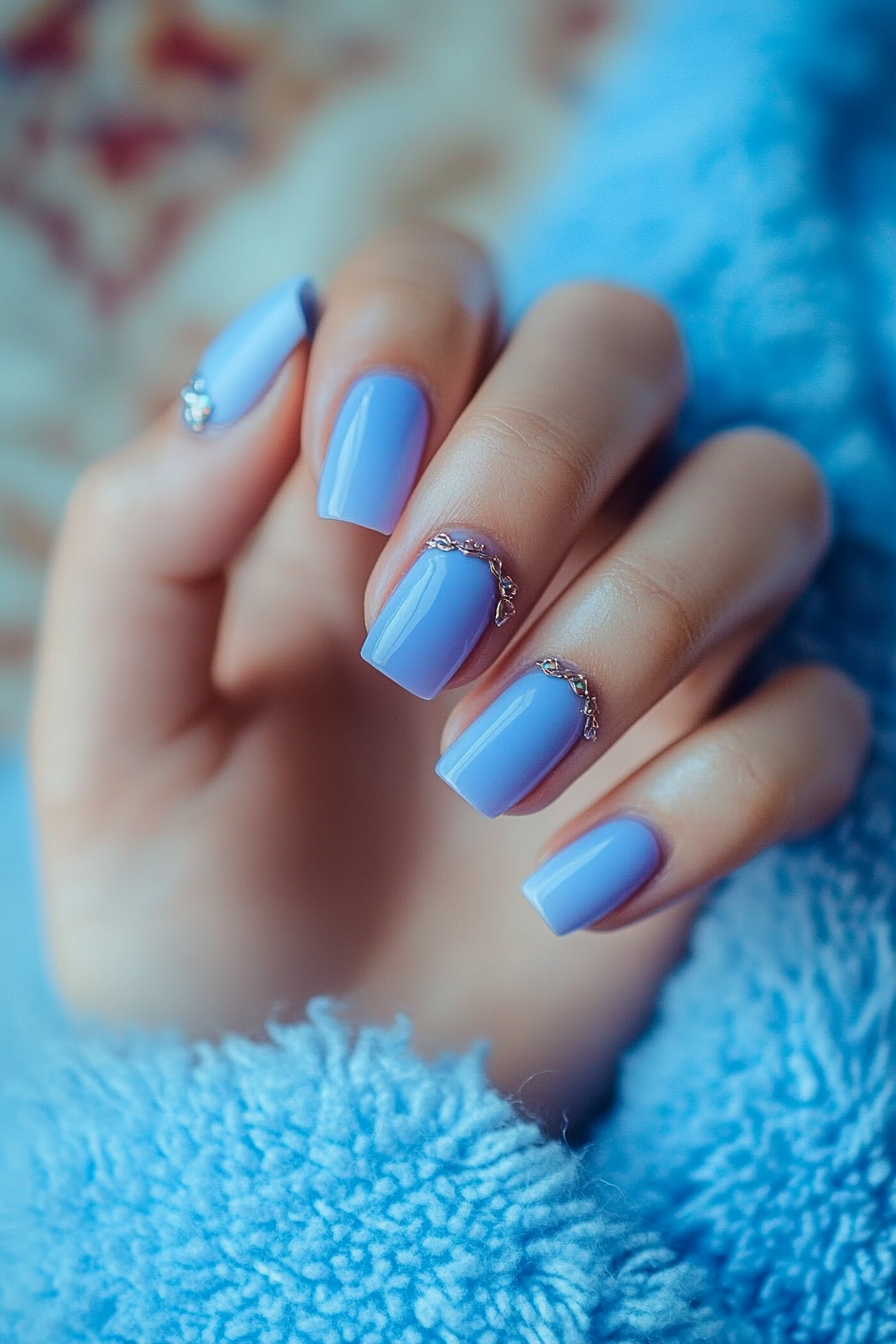25. Blue and Lavender Geometric Art (Light Blue Nail Design Ideas) - Light Blue Nail Design Ideas