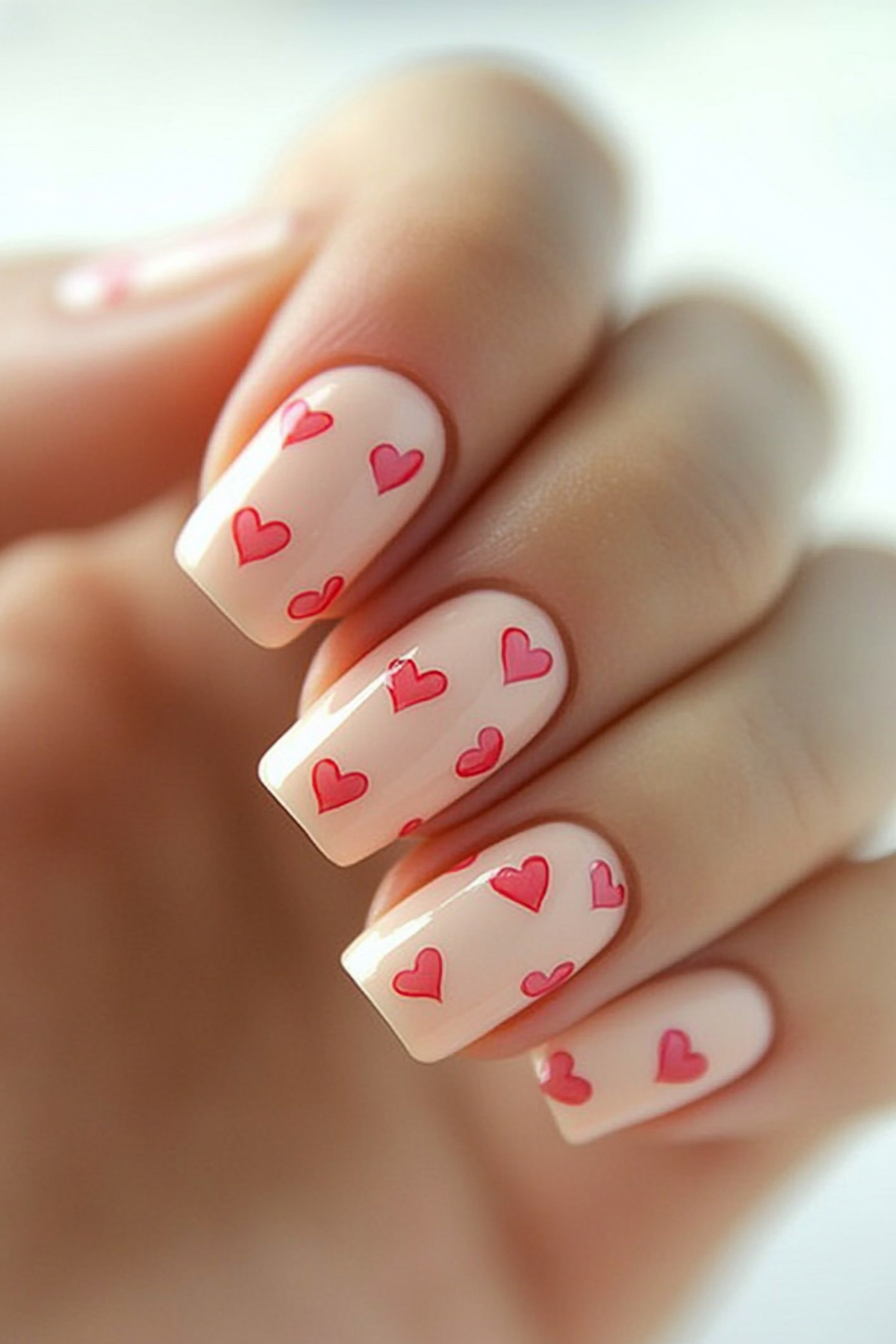 15. Pink Heart Accents (Light Pink Nail Design Ideas) - Light Pink Nail Design Ideas