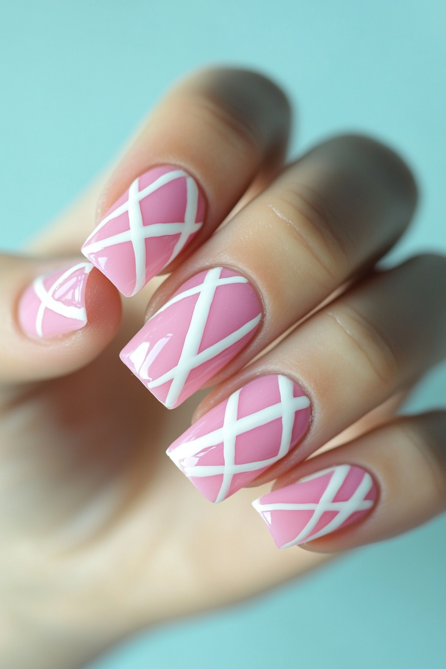 20. Abstract Pink Lines (Light Pink Nail Design Ideas) - Light Pink Nail Design Ideas