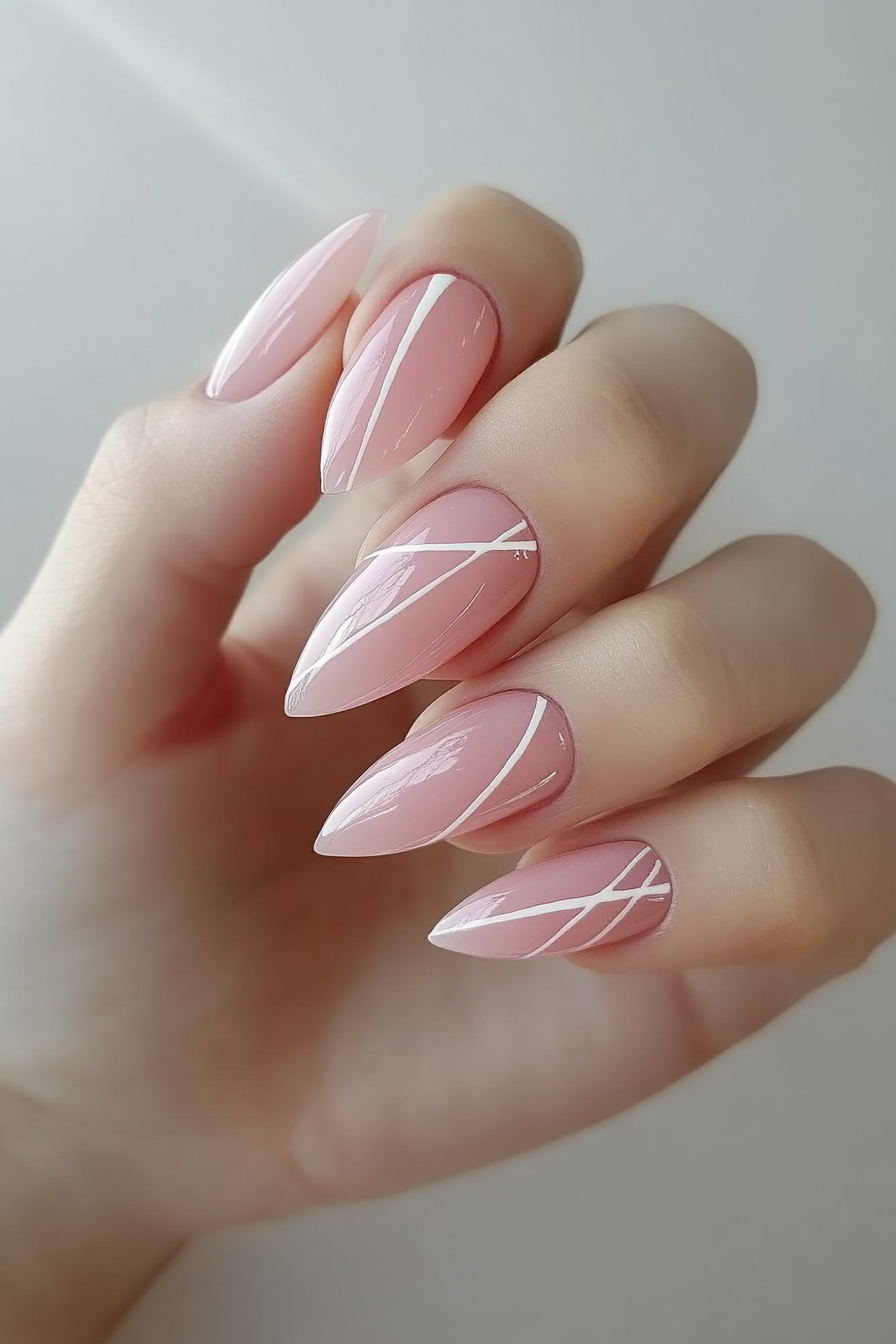2. Minimalist Light Pink Lines (Light Pink Nail Design Ideas) - Light Pink Nail Design Ideas