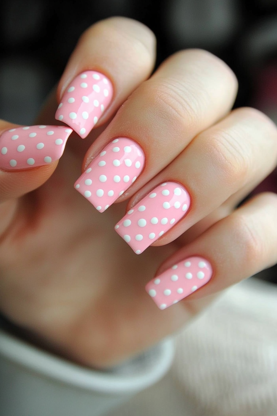 4. Subtle Pink Dot Accents (Light Pink Nail Design Ideas) - Light Pink Nail Design Ideas