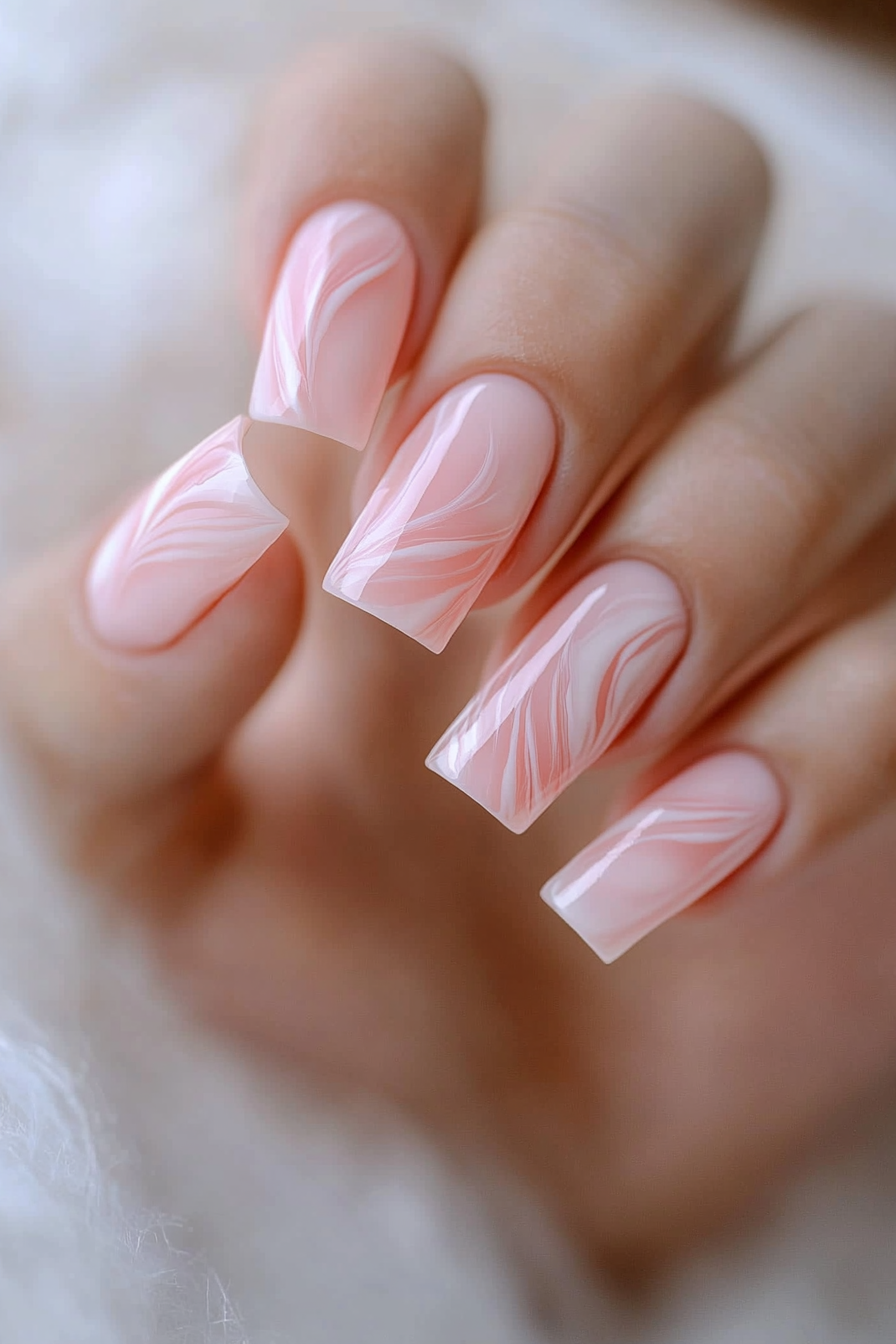 5. Soft Pink Marble Design (Light Pink Nail Design Ideas) - Light Pink Nail Design Ideas