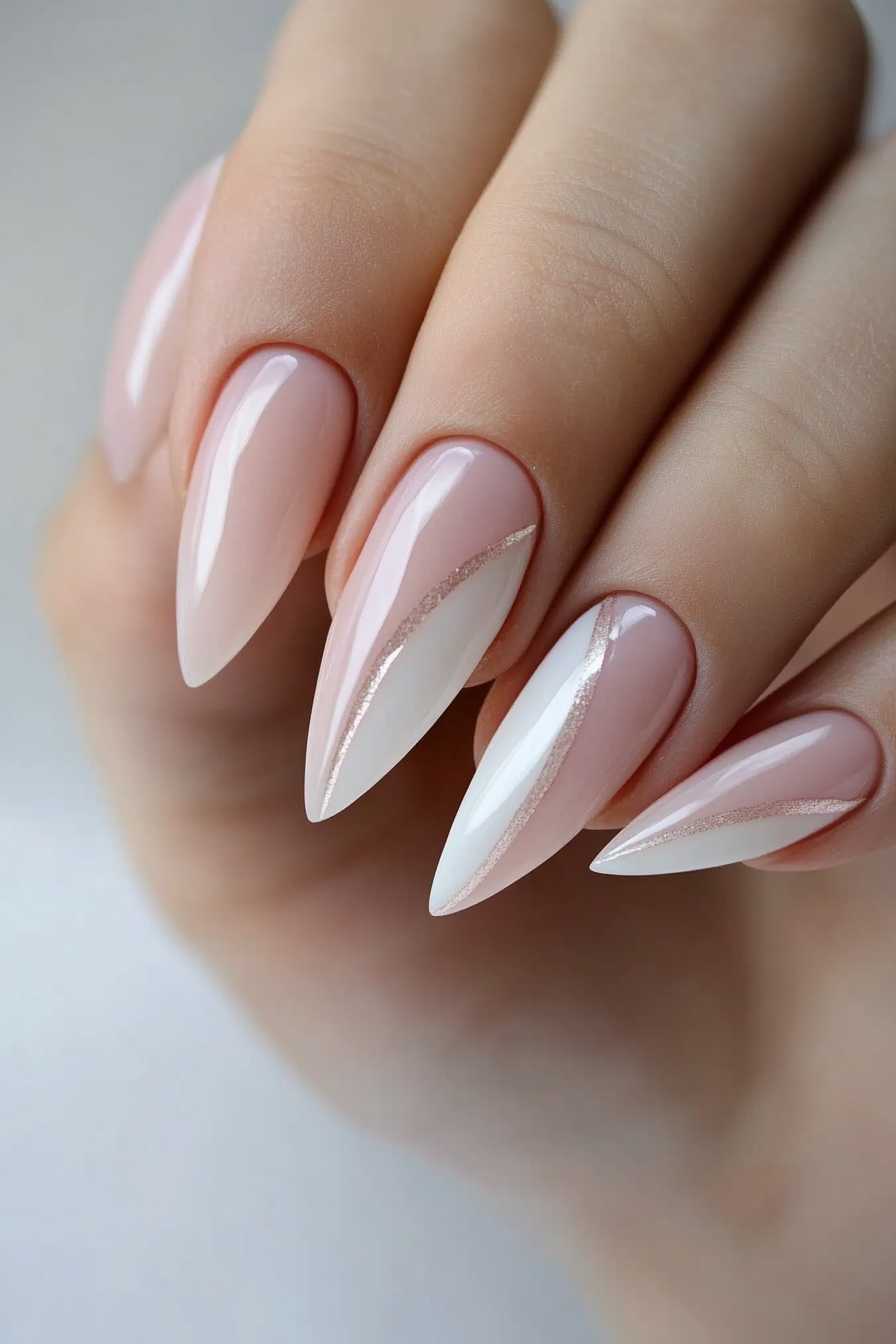 8. Half-Moon Light Pink Nails (Light Pink Nail Design Ideas) - Light Pink Nail Design Ideas