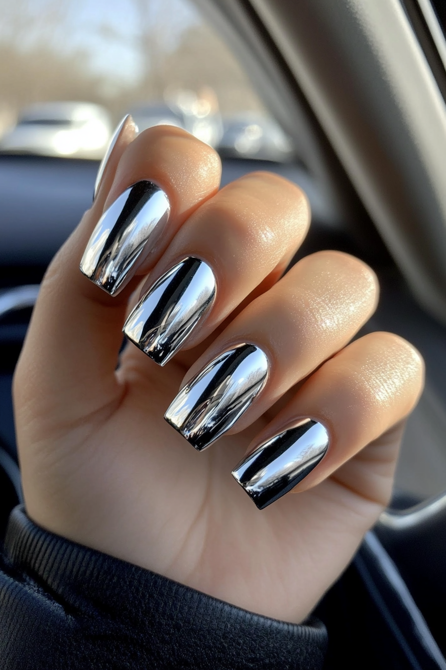 1. Platinum Mirror Chrome (Silver Nail Design Ideas) - Silver Nail Design Ideas