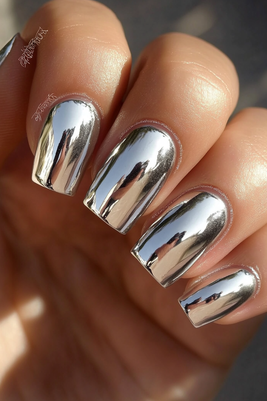 7. Silver French Tips (Silver Nail Design Ideas) - Silver Nail Design Ideas