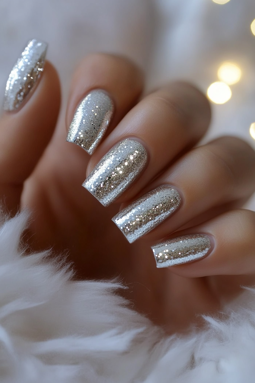 8. Diamond Dust Overlay (Silver Nail Design Ideas) - Silver Nail Design Ideas