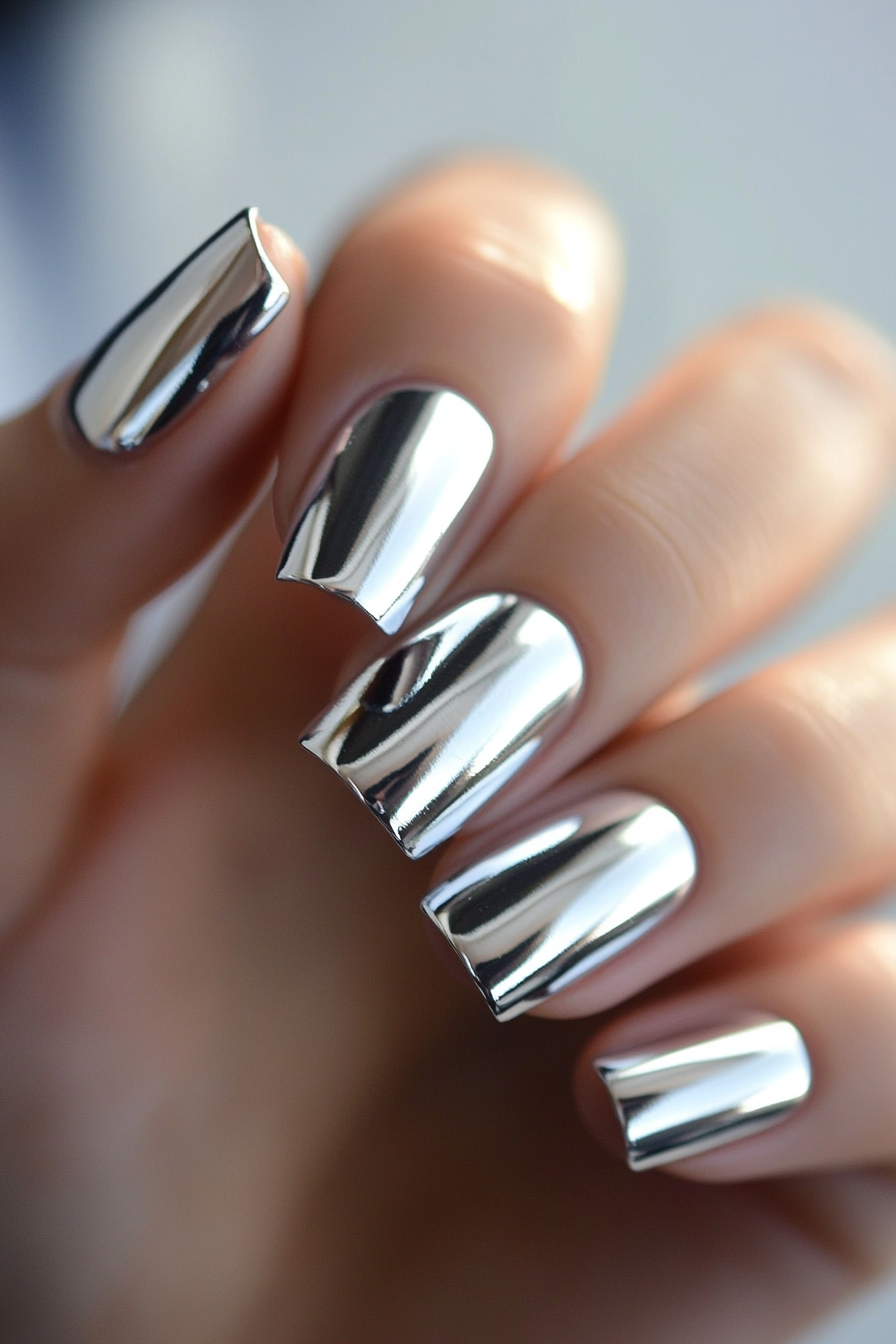 10. Metallic Silver Cat Eye (Silver Nail Design Ideas) - Silver Nail Design Ideas