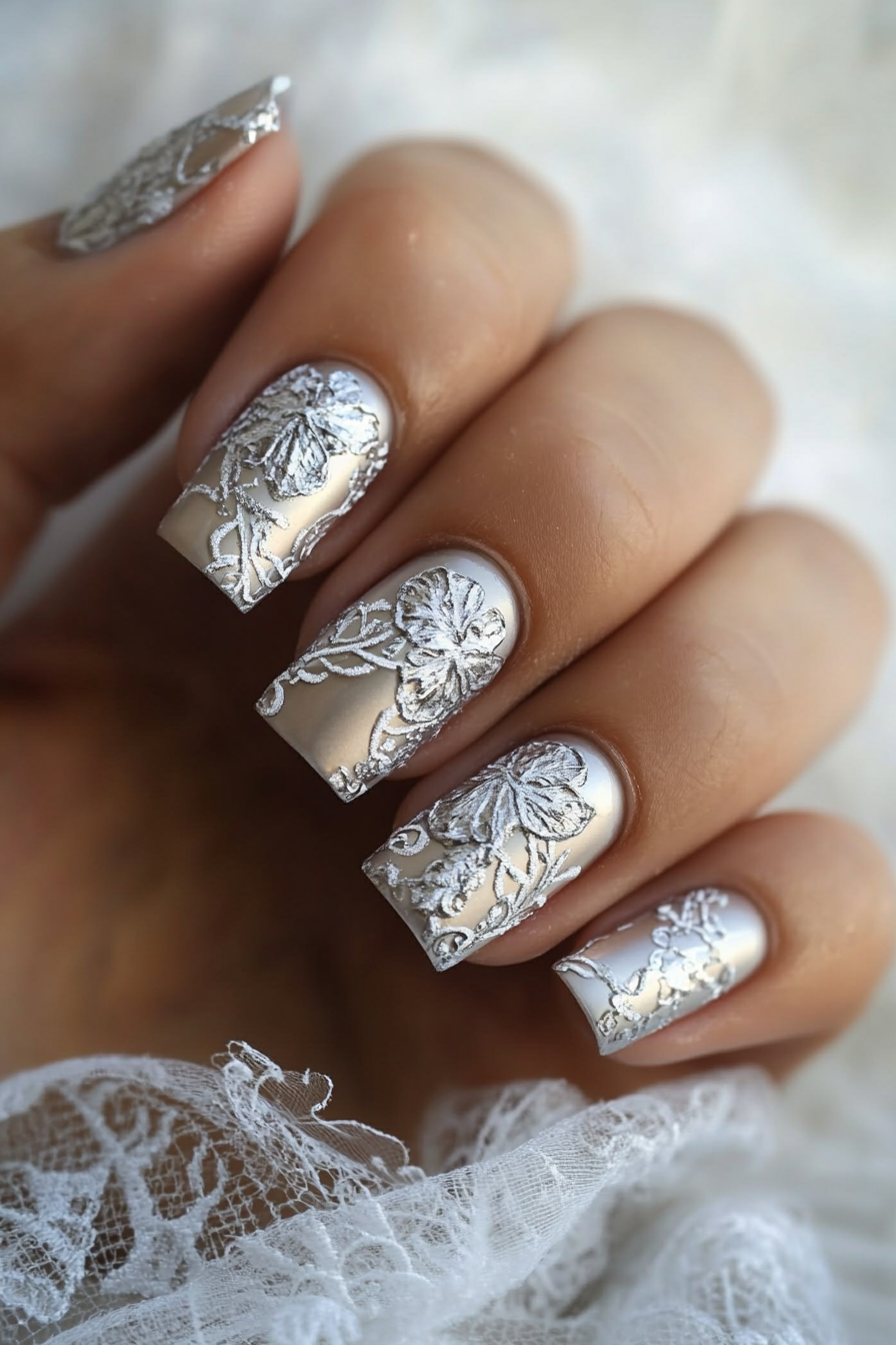 12. Silver Web Lace (Silver Nail Design Ideas) - Silver Nail Design Ideas